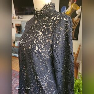 JCrew Lace Sheer Black Blouse